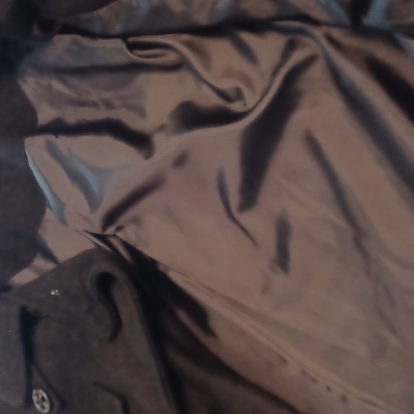 Men's Affliction peacoat "LIVE" Black wool blend Embroidered Back EUC XL - Picture 3 of 11